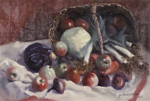 Stillleben Mit Einem Korb Mit Obst Und Gemuse Stillleben Mit Einem Korb Mit Obst Und Gemuse