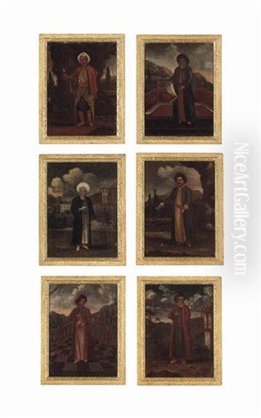A Set Of Six Portraits Of Men In Oriental Costumes - view 1