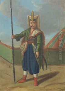 Portrait Of A Janissary, Standing Before An Encampment; And A Turkish Guard Before An Encampment (a Pair)