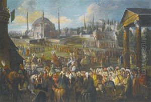 A Procession In Constantinople by Jean Baptiste Vanmour