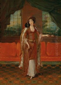 Eine Haremsdame In Turkischem Gewand by Jean Baptiste Vanmour