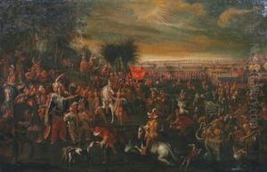 A Turkish Pageant With A Sultan, Numerous Figures And Animals, Elephants, Camels Etc