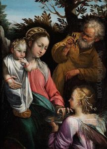 Die Heilige Familie Mit Einem Engel by Francesco Vanni