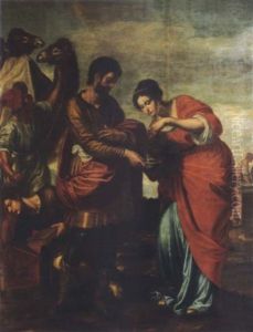 Rebecca And Eliezer At The Well by Ottavio Vannini