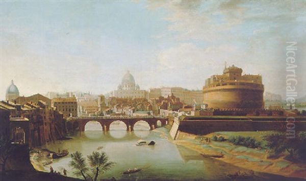 View Of St. Peter's And Castel Sant'angelo From The Tiber - view 1