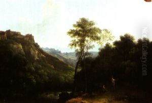 Paysage Italien Anime De Personnages by Charles Santoire De Varenne