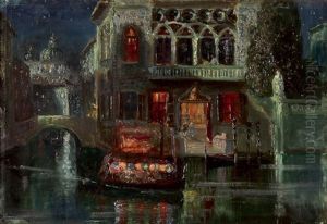 Nachtliche Gondelfahrt In Venedig by Gerolamo Varese