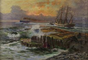 Schiffe Im Sonnenuntergang by Gerolamo Varese