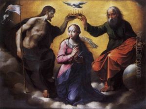 The Coronation Of The Virgin By The Holy Trinity by Quentin Varin