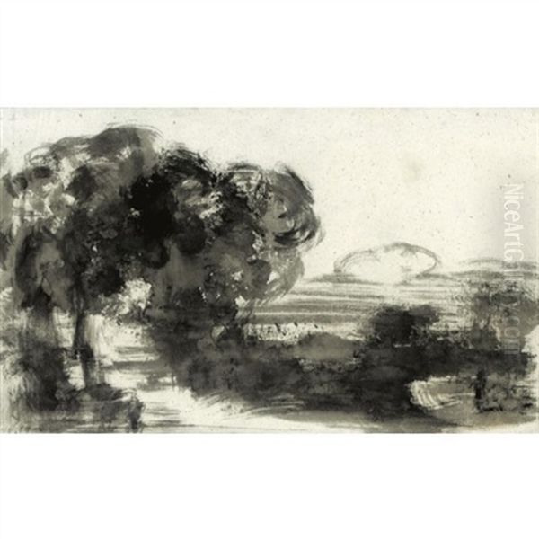 Study Of A Figure In A Wooded Landscape - view 1