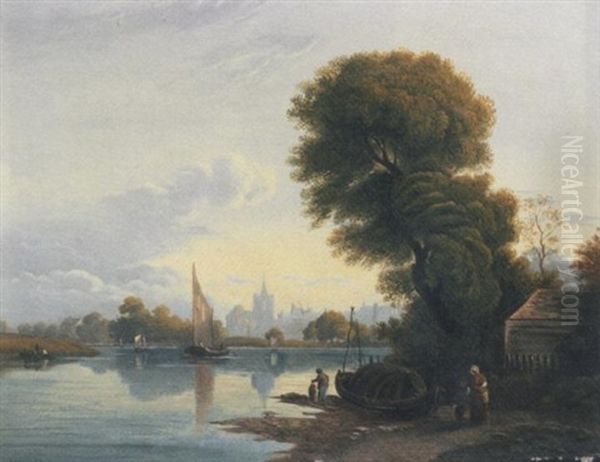 Figures On The Bank Of The River Thames - view 1
