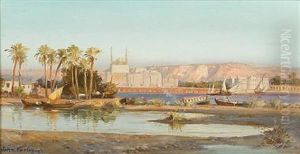 View Of The Mosque Of The Citadel From Gezira, Cairo