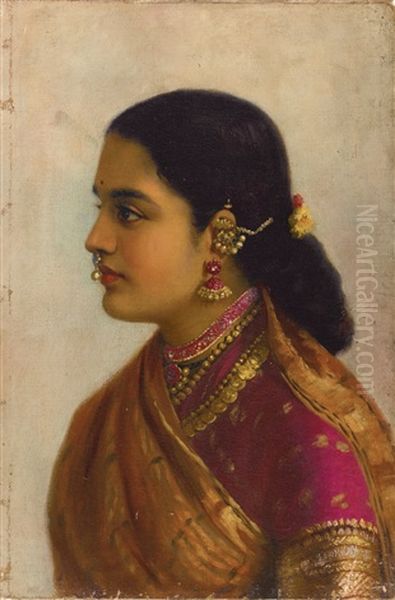 Untitled (portrait Of A Young Woman In Russet And Crimson Sari) - view 1