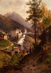 Wild Bad-gastein Mit Der Feuersenk, 1870 by Giovanni (Johann) Varone