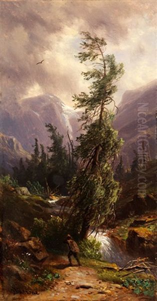 Im Anlaufthale, Im Hintergrund Der Ankogel, 1870 - view 1