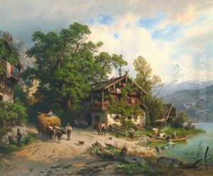 Motiv Vom Zeller See Mit Blick Auf Das Kitzsteinhorn by Giovanni (Johann) Varone