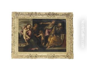 The Dream Of Joseph With Saint Elizabeth And The Infant Saint John The Baptist In A Carved Frame