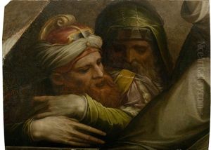 Two Panels With The Heretics Arius, Sabellius And The Philosopher Averroes From The Triumph Of Saint Thomas Of Aquinas Over The Heretics by Giorgio Vasari