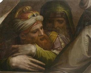 Zwei Tafeln Mit Den Heratikern Arius, Sabellius Und Dem Philisophen Averroes Aus Dem Triumph Des Hl. Thomas Von Aquin Uber Die Haretiker by Giorgio Vasari
