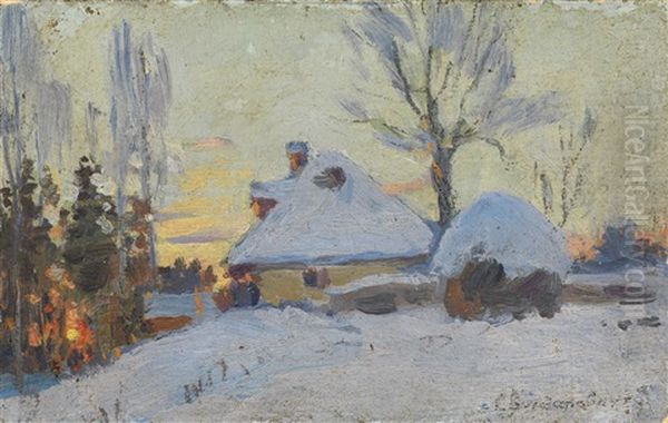 Winter Village At Sunset - view 1