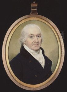 A Gentleman, With Natural Powdered Hair, Wearing Blue Coat With Black Collar And Gold Buttons, White Waistcoat, Stock And Cravat by Lewis (of Bath) Vaslet