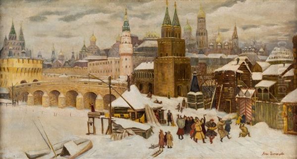 Revelers Before The Kremlin, Moscow - view 1