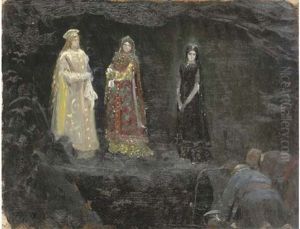 The Three Tsarevnas Of The Underground Kingdom (study) by Viktor Vasnetsov