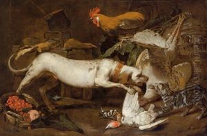 Stillleben Mit Einem Hund; Stillleben Mit Einem Fasan by Anton Maria Vassallo