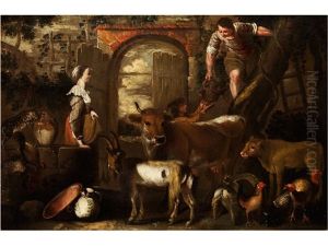 Italienische Szenerie Mit Hirten Beim Herabholen Von Trauben by Anton Maria Vassallo