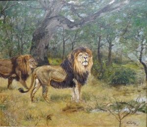 Mutter Und Sohn In Einer Parklandschaft by Geza Vastagh