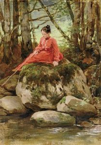 Young Lady On The Riverbank by Gyoergy Vastagh