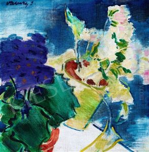 Asalea And Viola With Blue Background
