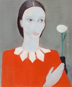 Woman In Red Dress With Flower by Oedoen Vaszko