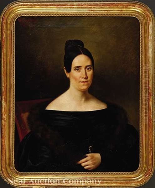 Portrait Of A Creole Lady In A Black Dress And Fur Stole - view 1