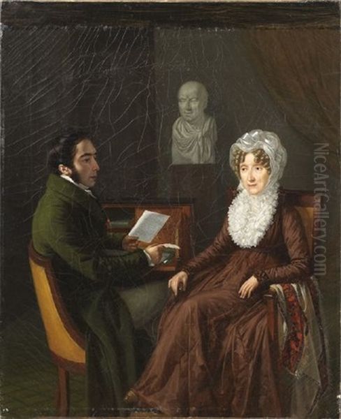 Portrait Of A Man And Woman (baroness Louise Deconchy?) Receiving Word Of Her Husbands Death In Battle - view 1
