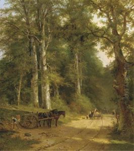 Friendly Encounters On A Sandy Track by Frans Arnold Breuhaus de Groot