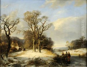 Paysage Enneige Avec Patineurs by Frans Arnold Breuhaus de Groot