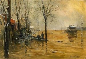 An Der Seine. Hochwasser In Paris Im Jahre