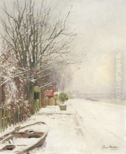 Les Quais De Seine Sous La Neige by Pierre Louis Leger Vauthier