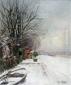 Les Bords De Seine Sous La Neige by Pierre Louis Leger Vauthier