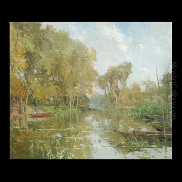 Landscape With Pond And Boats - view 1