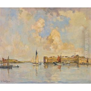 Voiliers A Concarneau by Ernest Germain Vauthrin