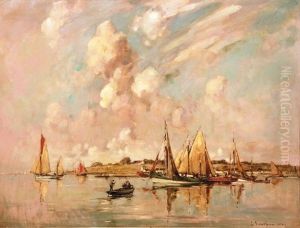 Voiliers Au Mouillage by Ernest Germain Vauthrin