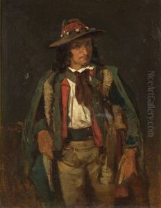 Studie Eines Italienischen Briganten by Marc Louis Benjamin Vautier the Elder