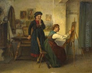 Un Bon Tour by Marc Louis Benjamin Vautier the Elder