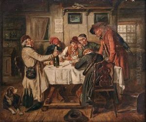 The Conversation (interior Scene With Figures) by Marc Louis Benjamin Vautier the Elder