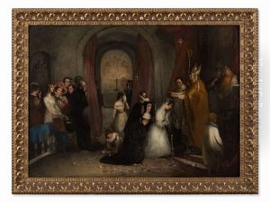 Blessing Of The Novice By The Pope by Marc Louis Benjamin Vautier the Elder