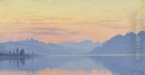 Coucher De Soleil Sur Le Leman by Alexis Vautier