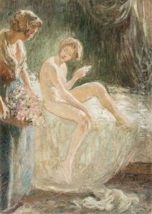 Nu Dans Une Alcove Et Servante