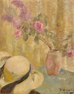 Bouquet De Fleurs Et Chapeau by Otto Vautier
